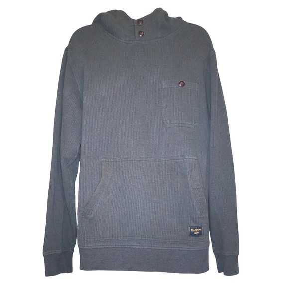Billabong Other - Billabong Hoodie Large Gray Waffle Knit Button Neck Pulover with Kangaroo Pocket